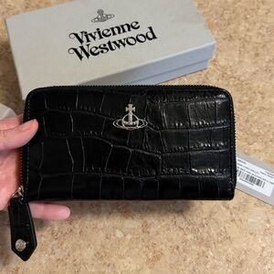 Vivienne Westwood Black Leather Wallet with Zip